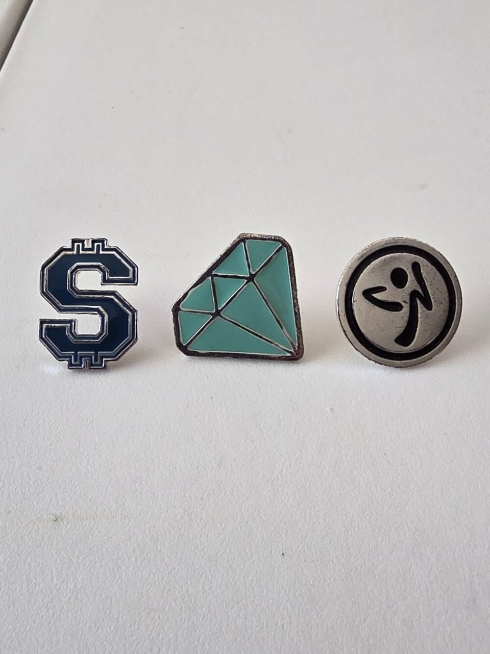 3 Lot of Zumba Metal Pins Zumba Logo Diamond Dollar Sign NO BACKS